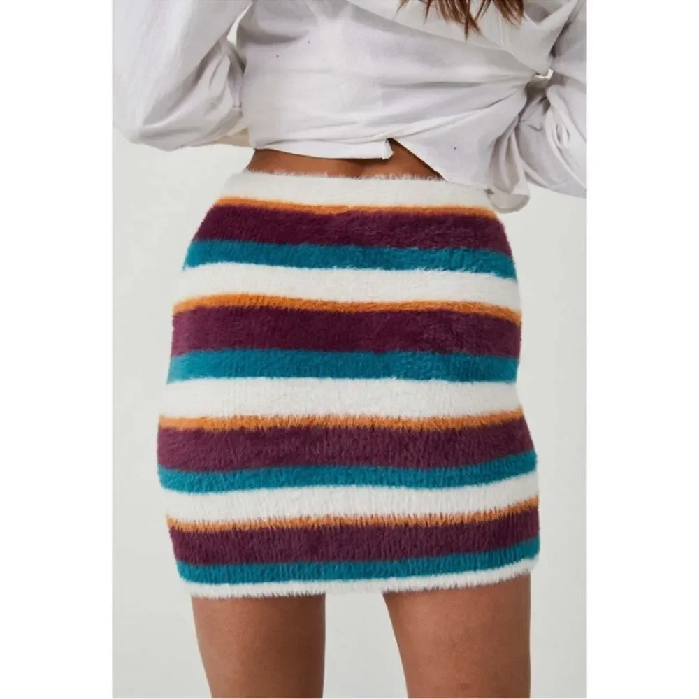NWT Free People Ciara Sweater Mini Skirt / Fig Jam Combo Size M